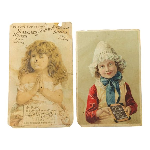 Victorian Trade Card Advertisement Standard Screw Fastened Shoes Scotts Emulsion - Picture 1 of 8